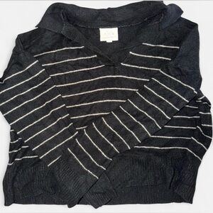 Black and White Striped Women's Sweater